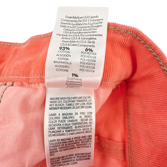 MOTHER The Hustler Ankle Fray Hopscotch Corduroy in Coral 24 - Picture 10 of 14